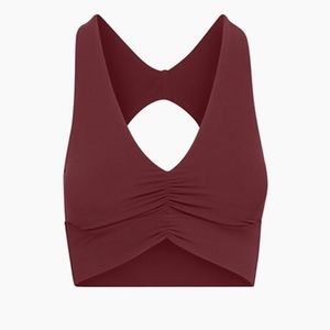 TNA butter volley sports bra spiced burgundy